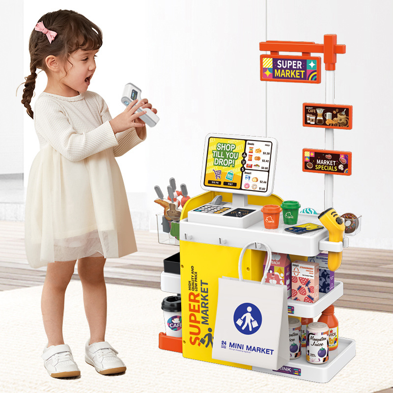 Toy Cash Register - 어린이 미니 슈퍼마켓 계산대 놀이 세트