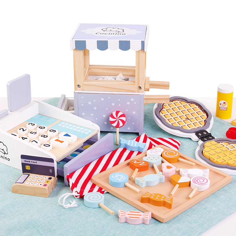 나무로 만든 어린이 계산대 놀이 세트, 동전과 카드 리 - Toy Cash Register 리뷰 및 가격