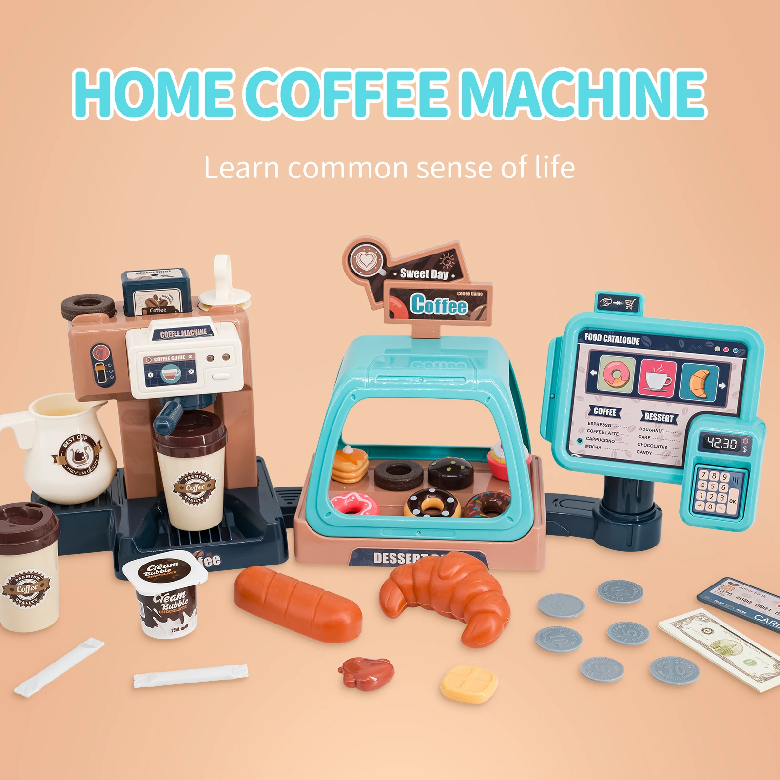 3 in 1 커피 머신 장난감 세트 주방 놀이 시뮬레이 - Toy Cash Register 리뷰 및 가격