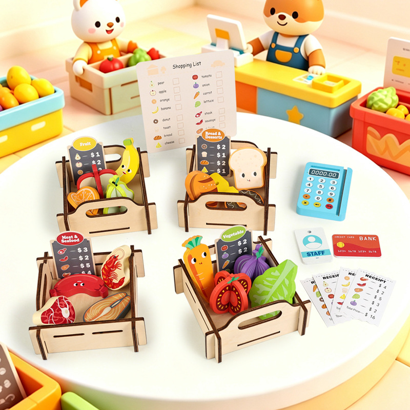나무로 만든 슈퍼마켓 놀이 세트, 어린이 시뮬레이션 과 - Toy Cash Register 리뷰 및 가격